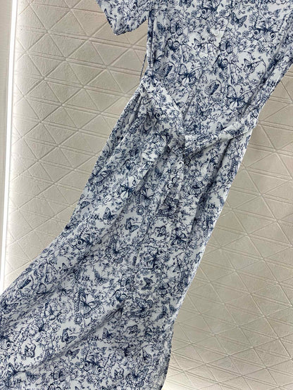 D* New Printed Belt Long Skirt