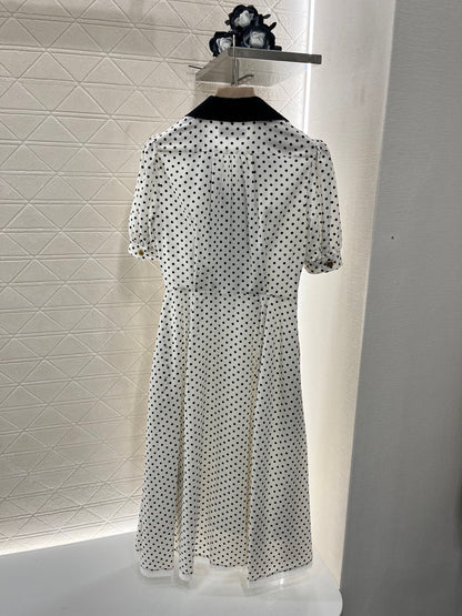 MI*MI*2025SS New Black and White Polka Dot Twill Silk Material