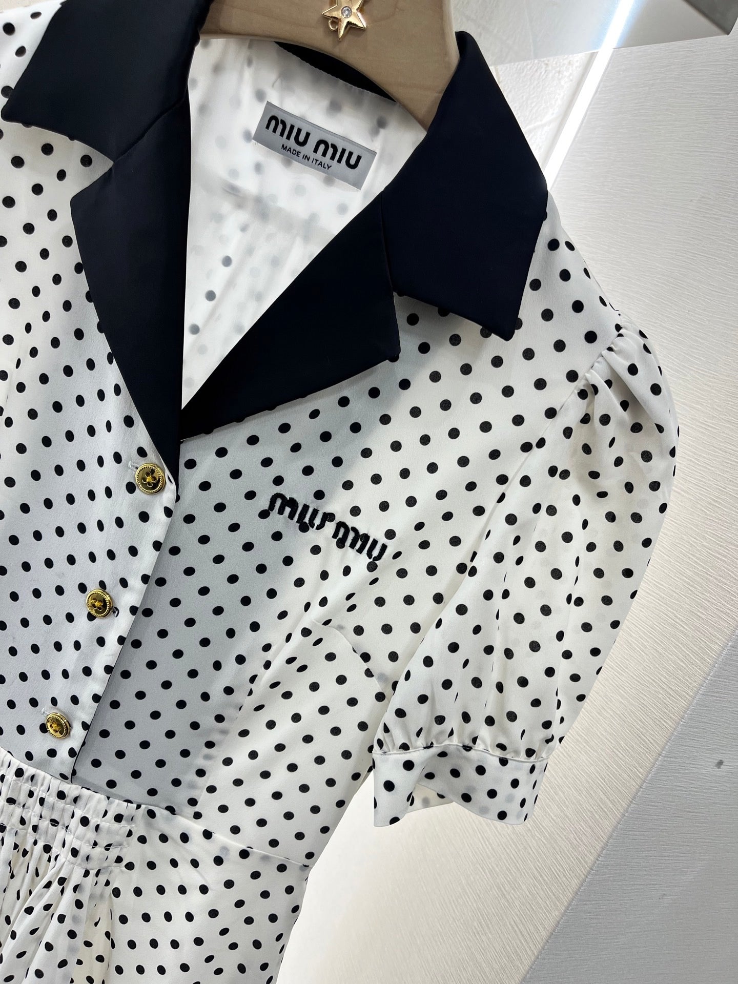 MI*MI*2025SS New Black and White Polka Dot Twill Silk Material