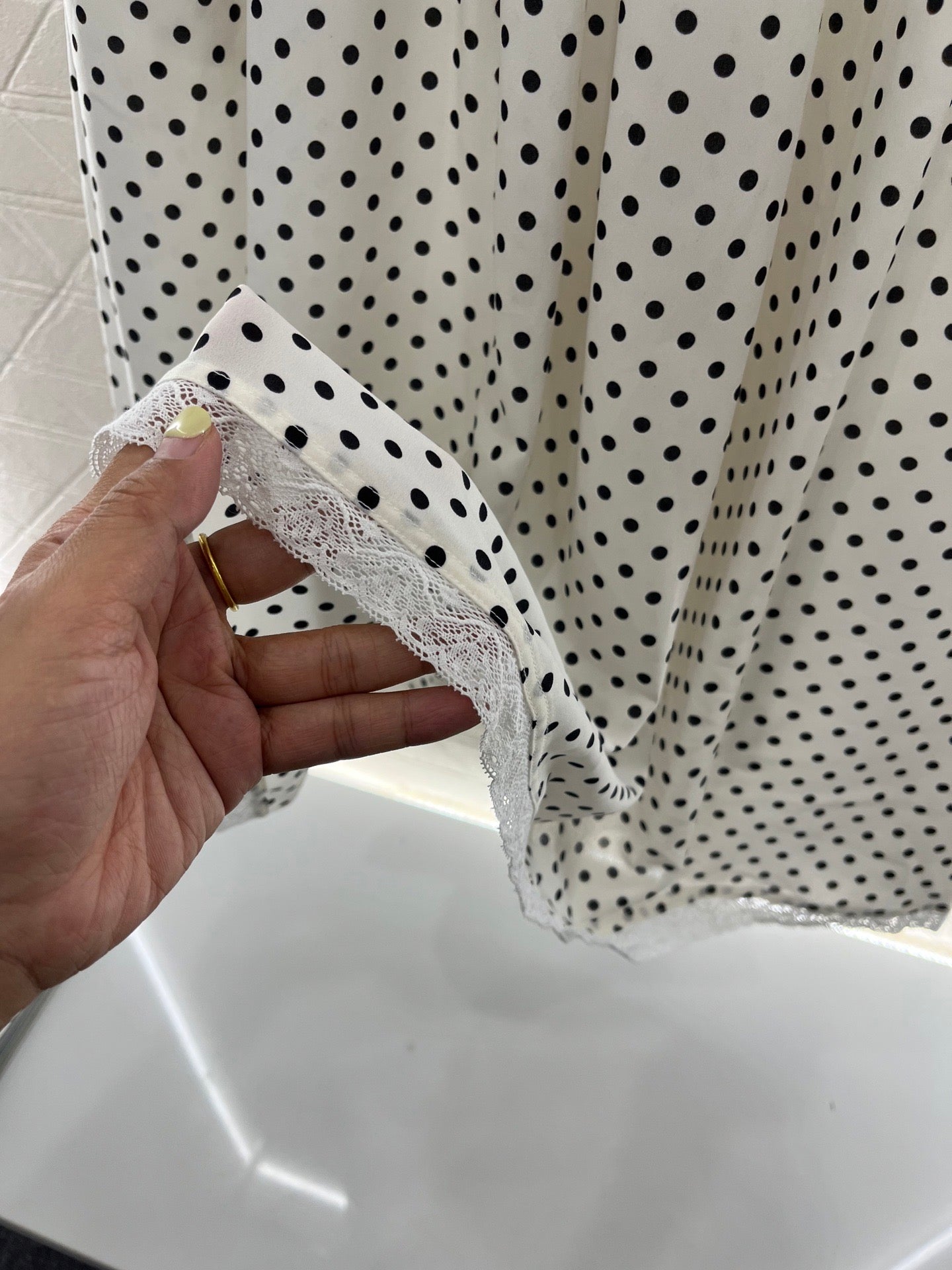 MI*MI*2025SS New Black and White Polka Dot Twill Silk Material