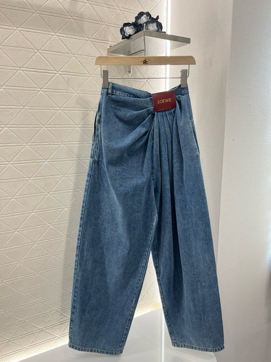 New Arrival Leather Label Stylish Denim Pants