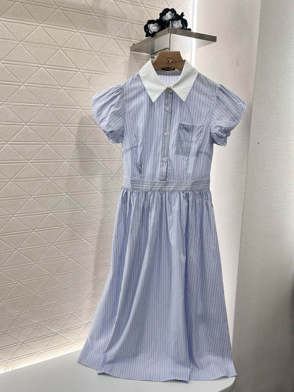 MI*MI*New Arrival Bubble Striped Dress Cotton Material