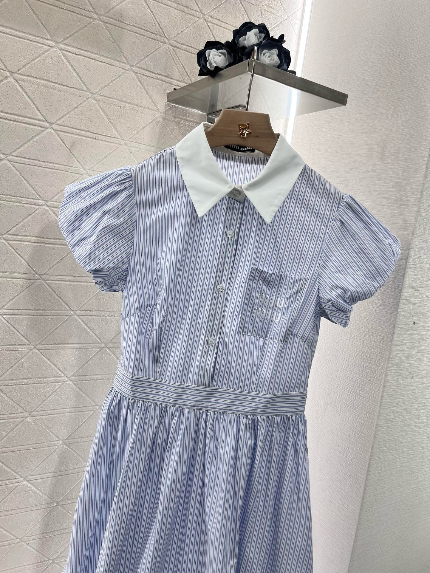 MI*MI*New Arrival Bubble Striped Dress Cotton Material