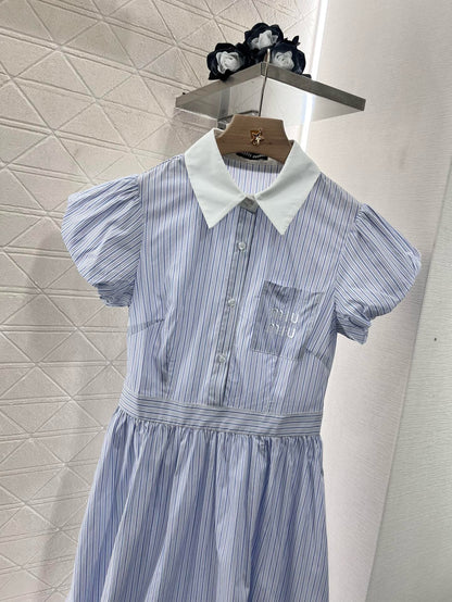 MI*MI*New Arrival Bubble Striped Dress Cotton Material