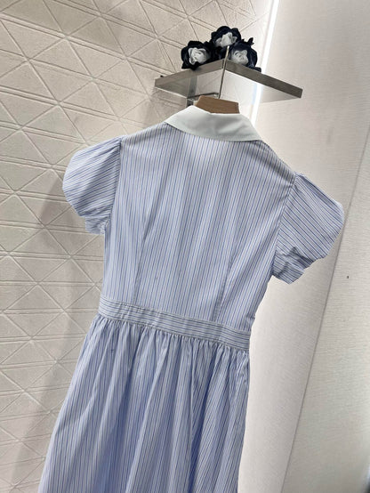 MI*MI*New Arrival Bubble Striped Dress Cotton Material