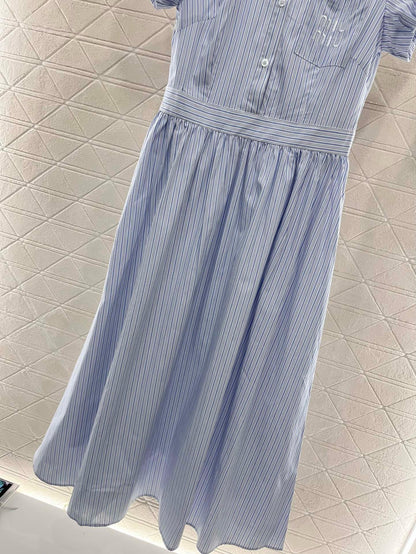 MI*MI*New Arrival Bubble Striped Dress Cotton Material