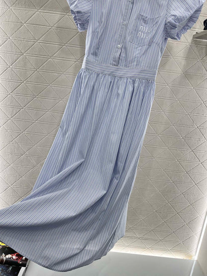 MI*MI*New Arrival Bubble Striped Dress Cotton Material
