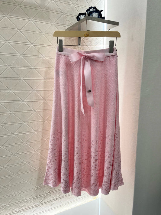 C*New Arrival 2025SS Bow High Waist Full Skirt