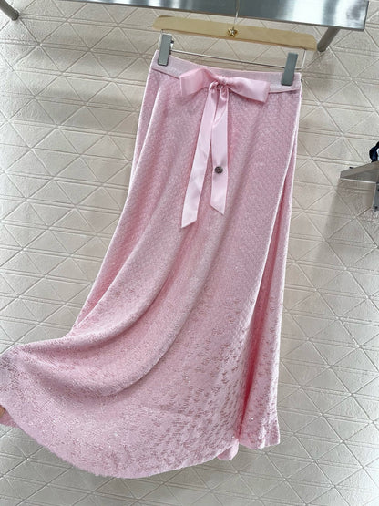 C*New Arrival 2025SS Bow High Waist Full Skirt
