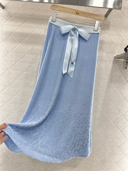 C*New Arrival 2025SS Bow High Waist Full Skirt