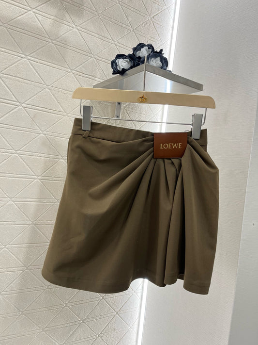 New Arrival 2025SS Leather Label Pleated Skirt