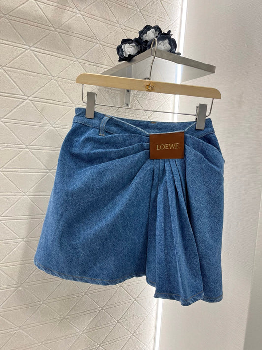 New Arrival 2025SS Leather Label Pleated Skirt