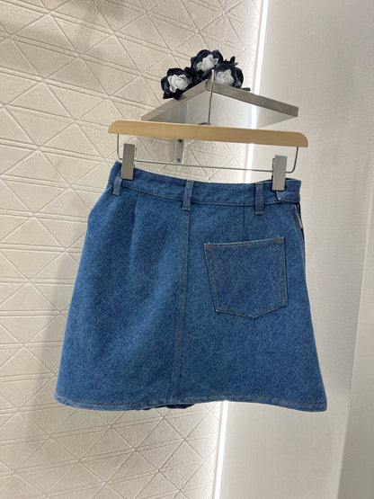 New Arrival 2025SS Leather Label Pleated Skirt