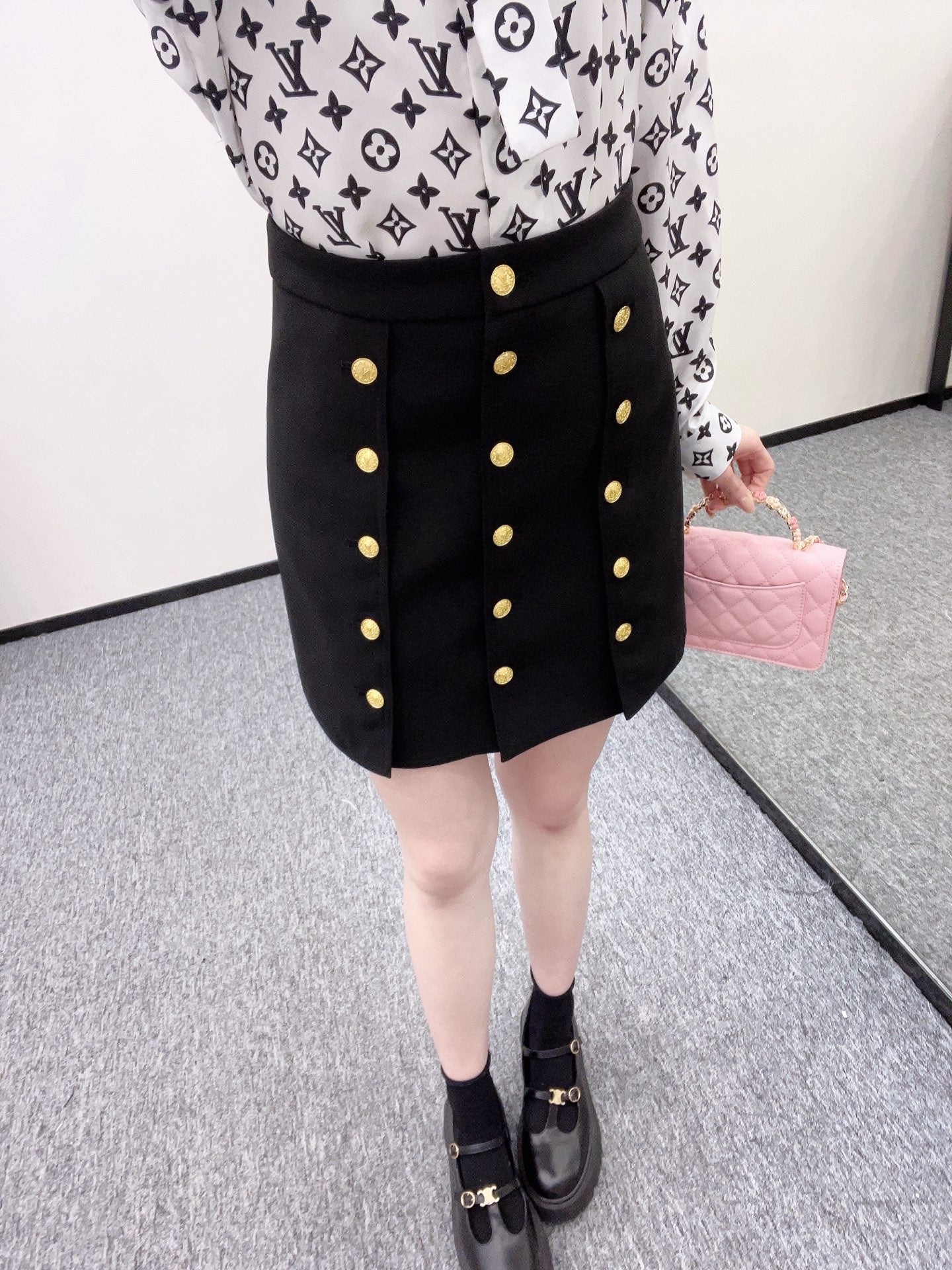 L* New Arrival 2025SS Printed Buttoned Skirt