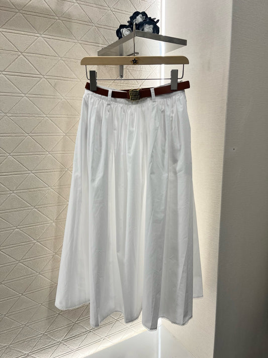 L*New Arrival 2025SS Lace-up Waistband Skirt Cotton