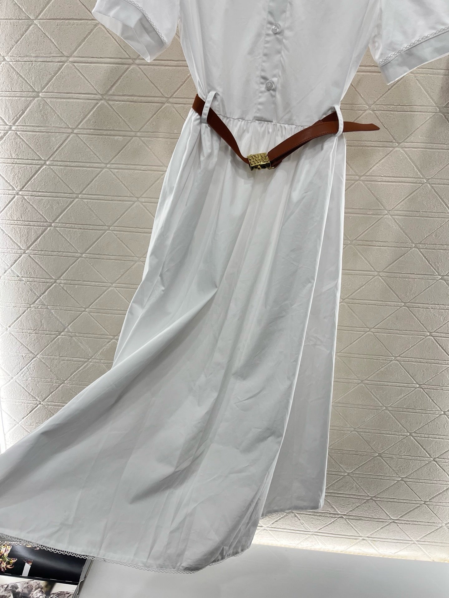 MI*MI* newest 2025SS lace belt dress, made of pure cotton