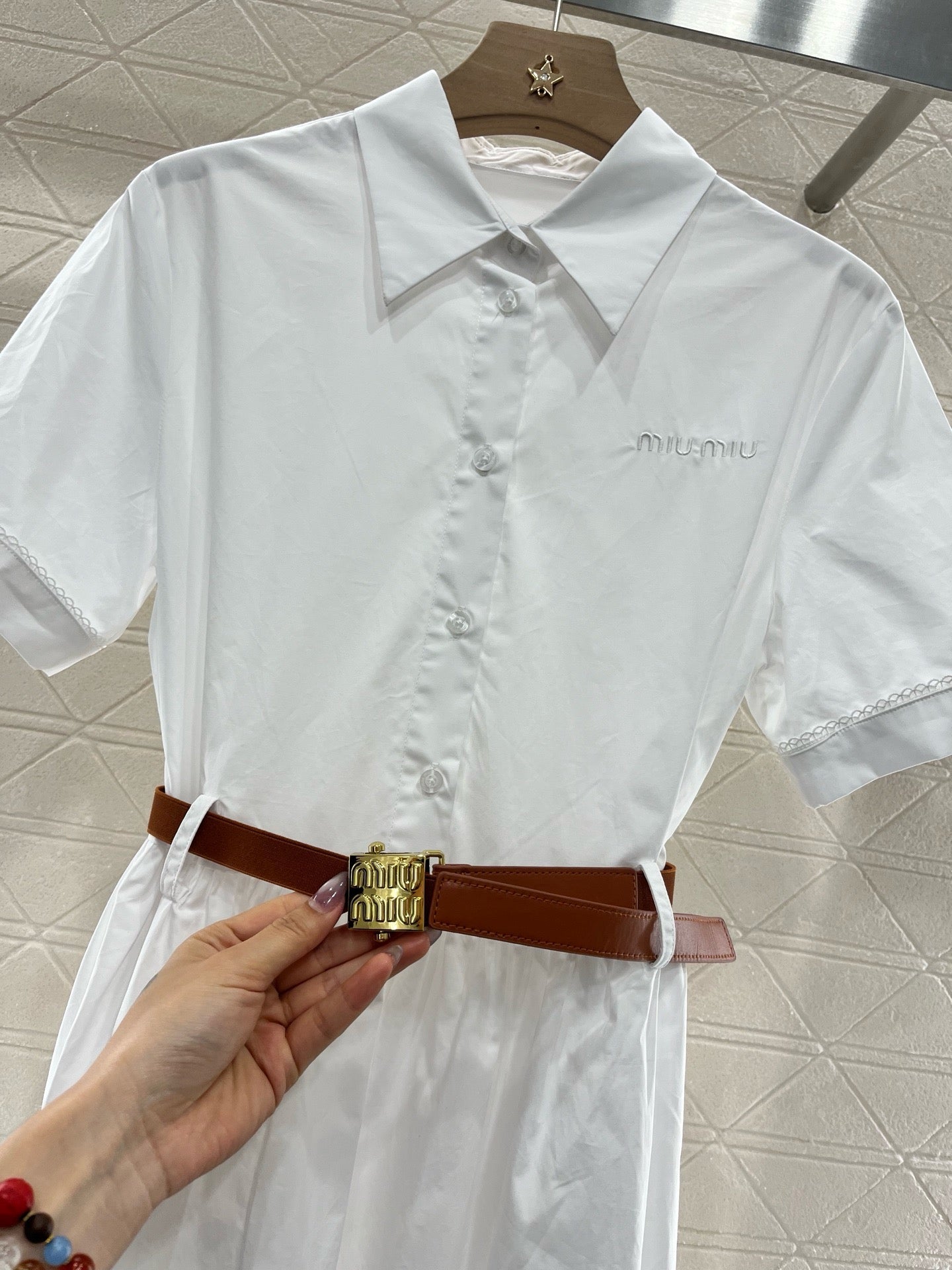 MI*MI* newest 2025SS lace belt dress, made of pure cotton