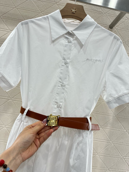 MI*MI* newest 2025SS lace belt dress, made of pure cotton