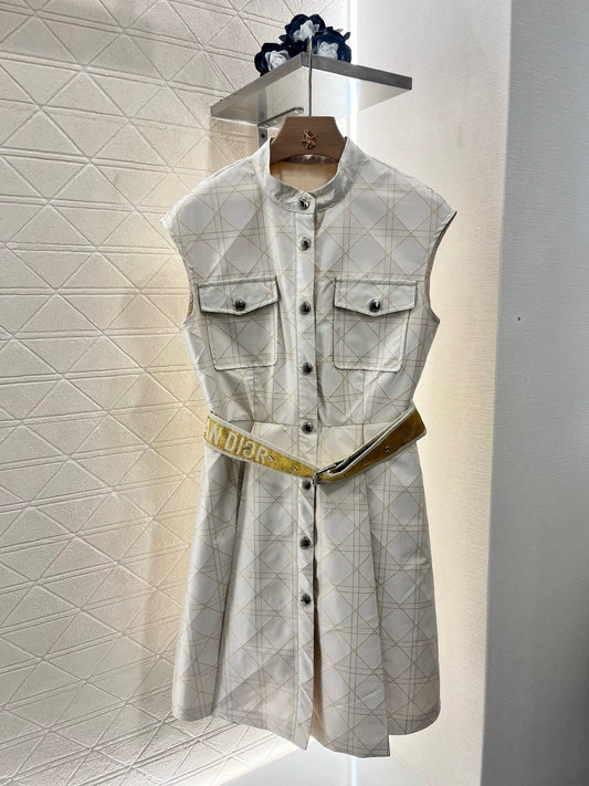 D*New Arrival Jacquard Belt Sleeveless Dress