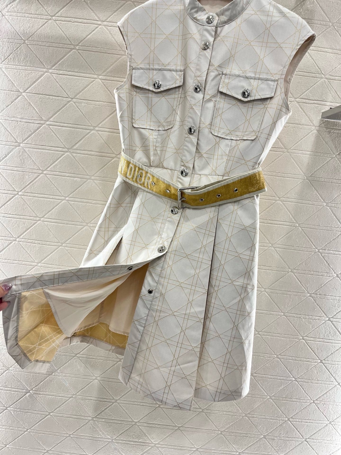D*New Arrival Jacquard Belt Sleeveless Dress