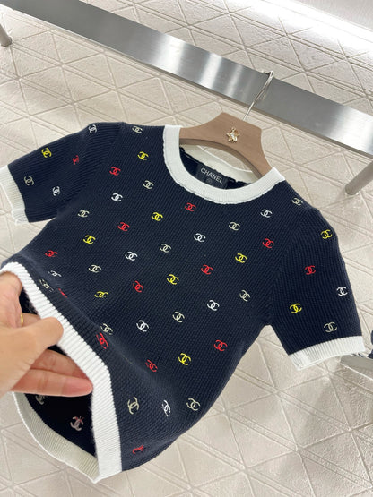C* 2025SS New Embroidered Knitted Short Sleeves Wool Material