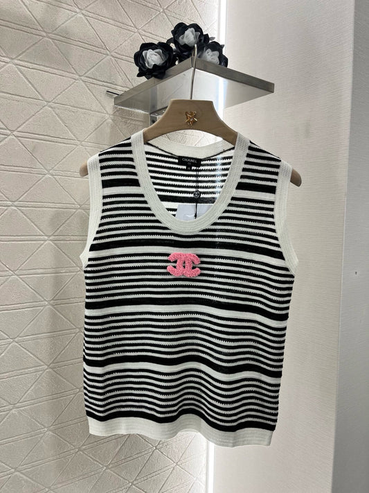 C* 2025SS new striped knitted vest