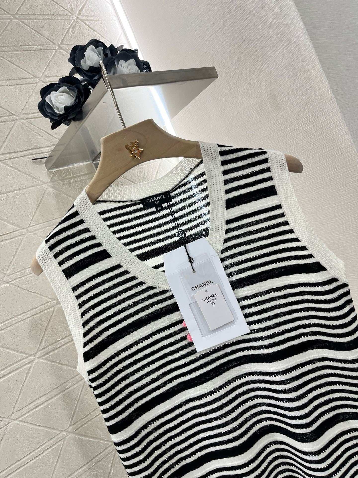 C* 2025SS new striped knitted vest