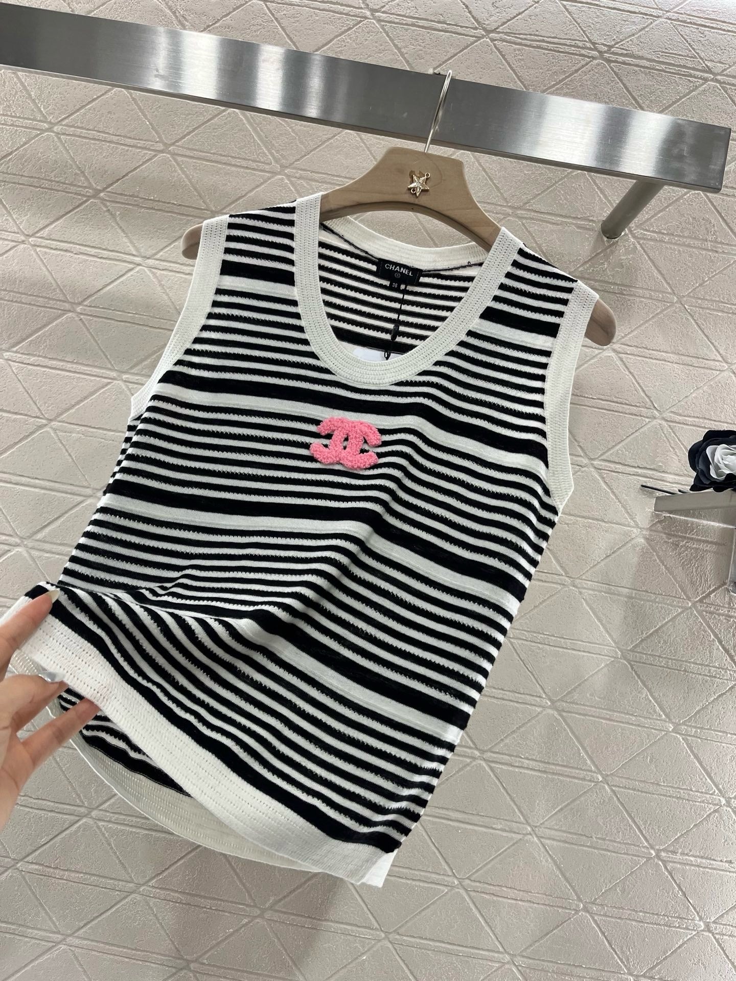 C* 2025SS new striped knitted vest