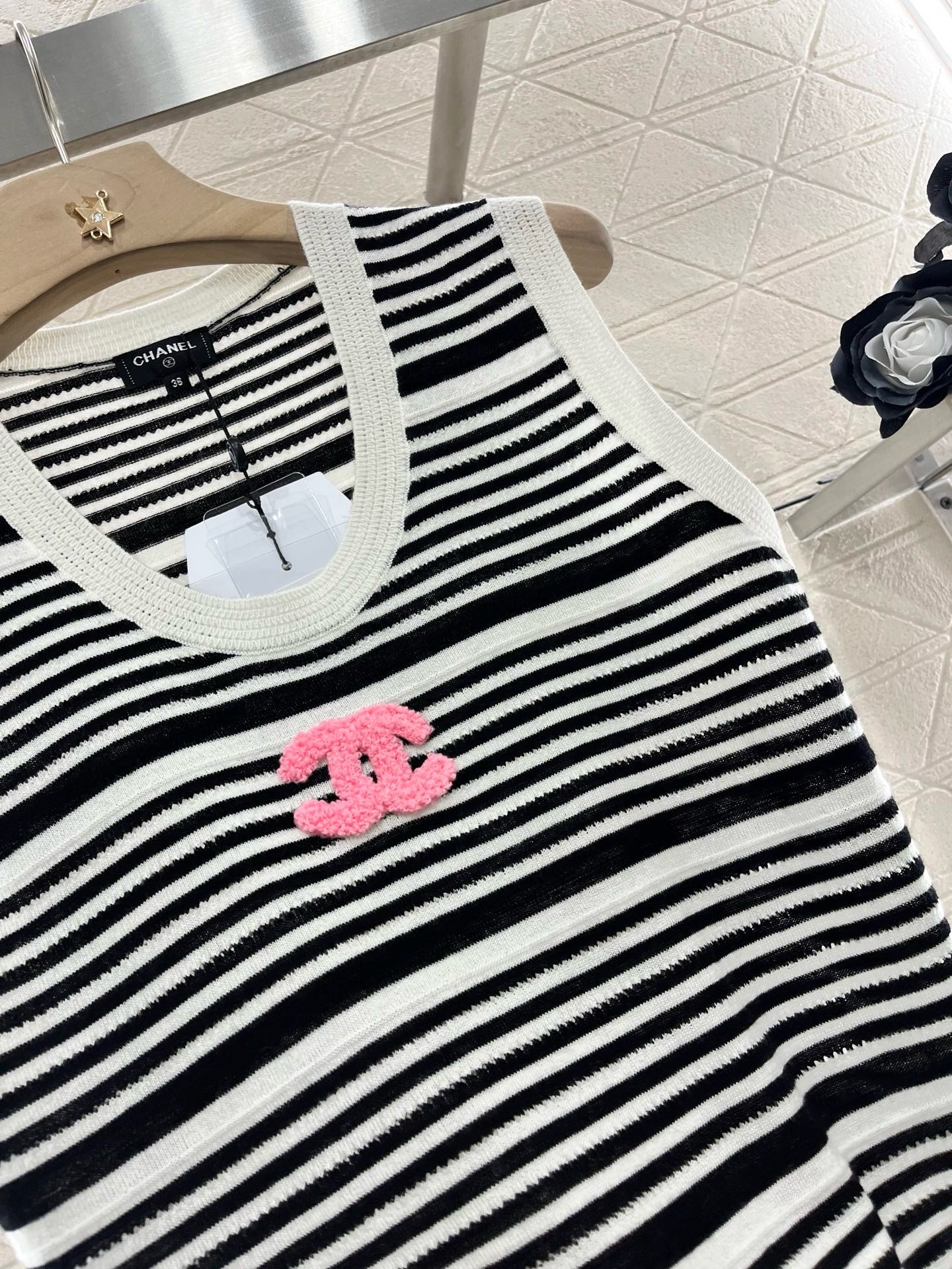 C* 2025SS new striped knitted vest