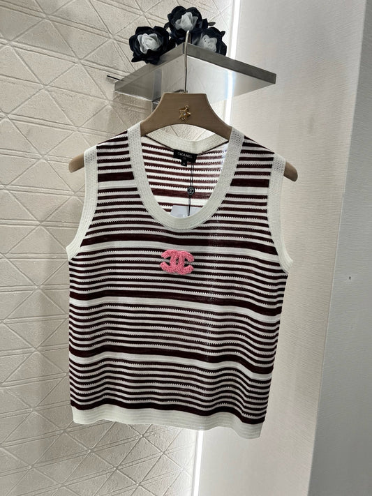 C* 2025SS new striped knitted vest