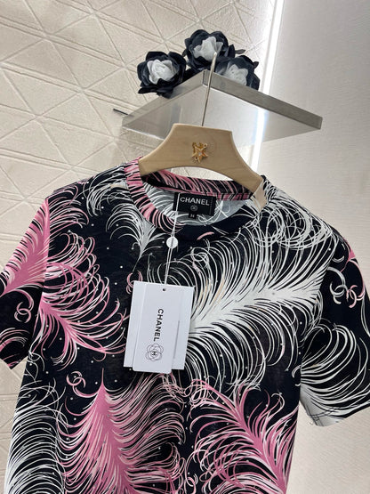 C* 2025SS New Feather Hot Diamond Printing