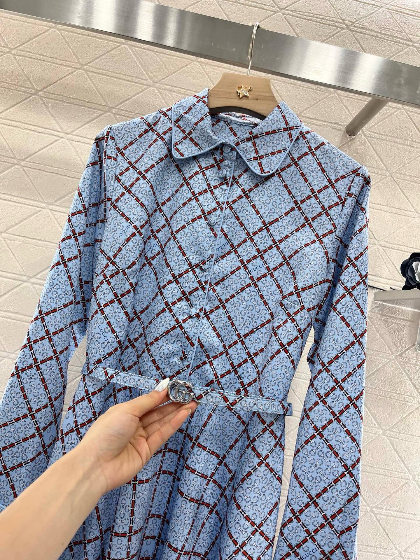 2025ss new product printed belt dress