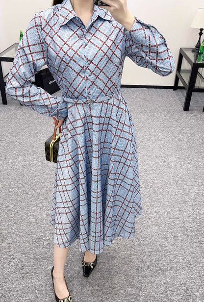 2025ss new product printed belt dress