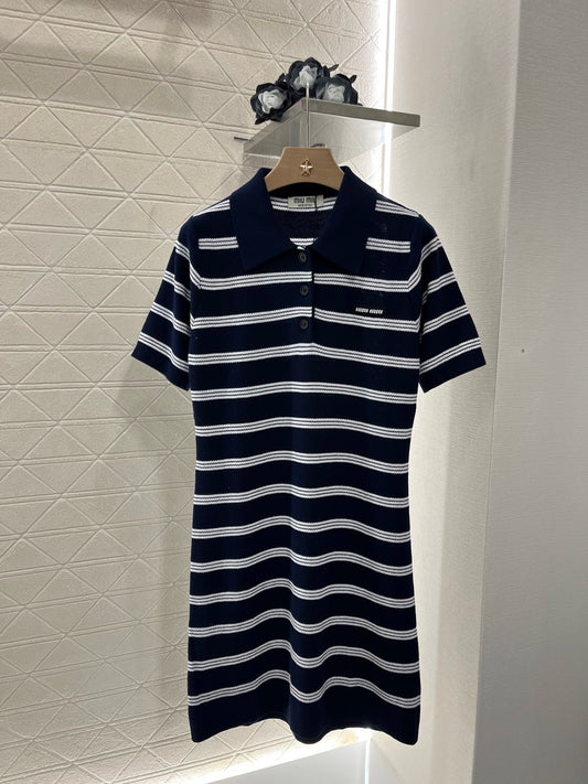 MI*MI*2025ss new striped knitted dress