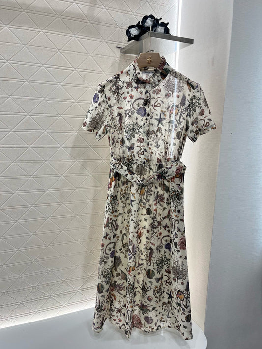 D* new product printed belt dress
