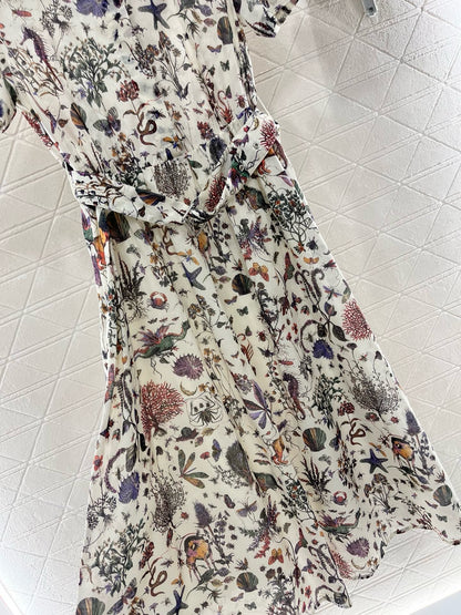 D* new product printed belt dress