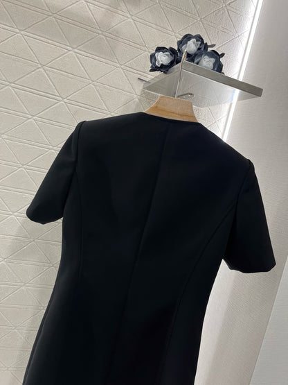 L* New Arrival Gold Button Short Sleeve Dress
