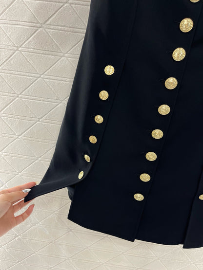 L* New Arrival Gold Button Short Sleeve Dress