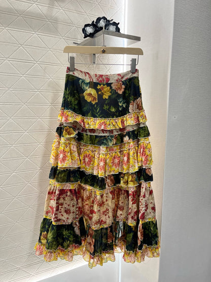 L*2025ss new style full body old flower letter dress