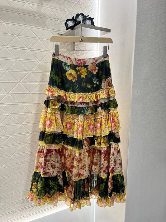 L*2025ss new style full body old flower letter dress