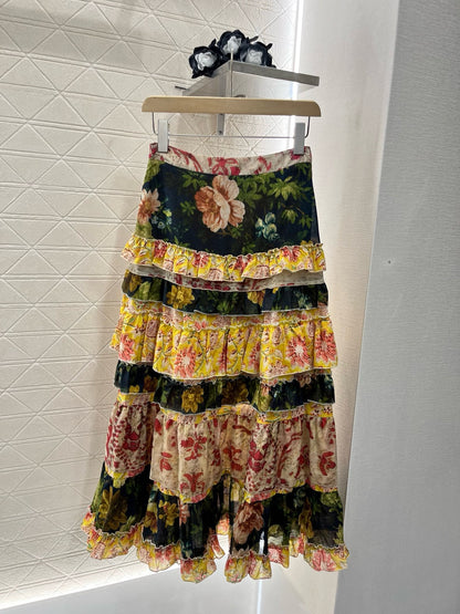 L*2025ss new style full body old flower letter dress