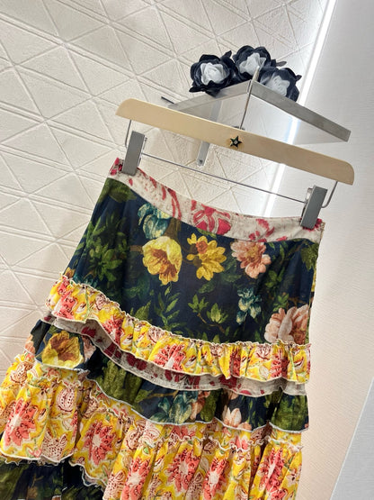 L*2025ss new style full body old flower letter dress