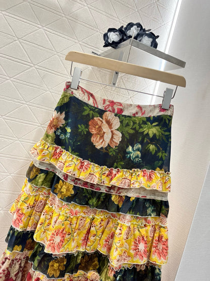 L*2025ss new style full body old flower letter dress