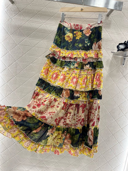 L*2025ss new style full body old flower letter dress