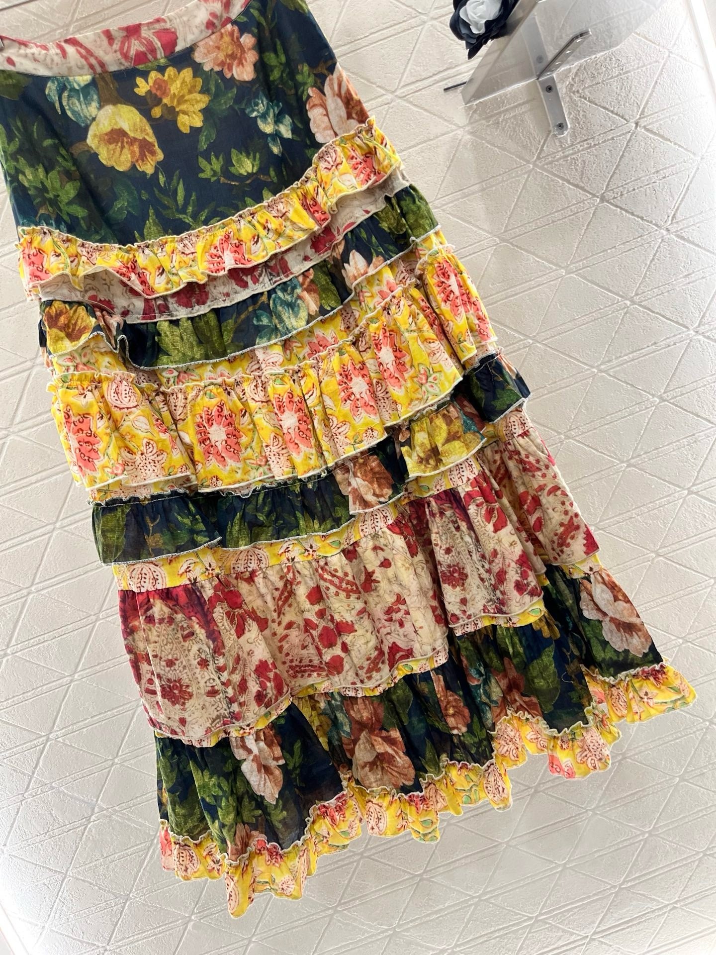 L*2025ss new style full body old flower letter dress