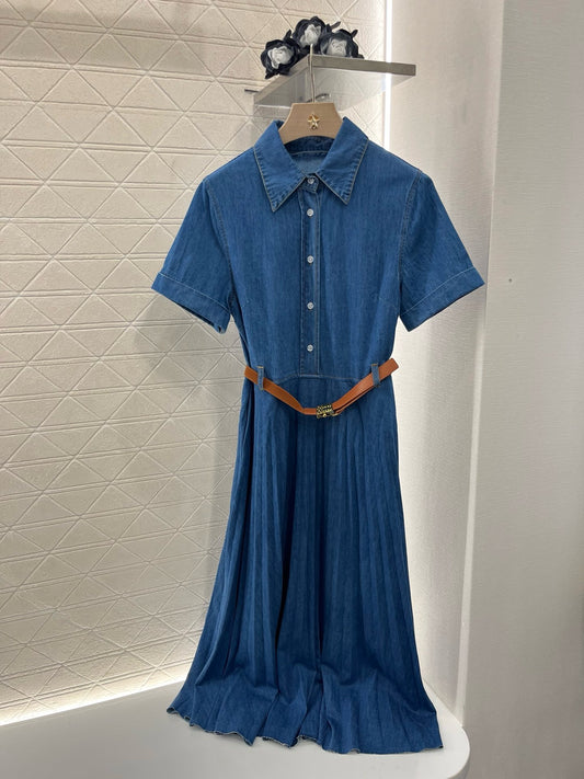 MI*MI*2025SS New Belt Denim Dress