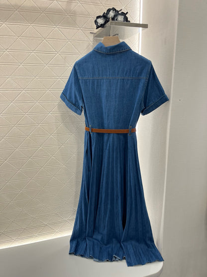 MI*MI*2025SS New Belt Denim Dress