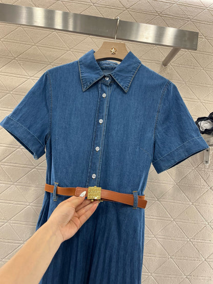 MI*MI*2025SS New Belt Denim Dress
