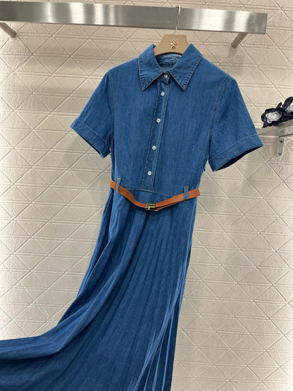 MI*MI*2025SS New Belt Denim Dress