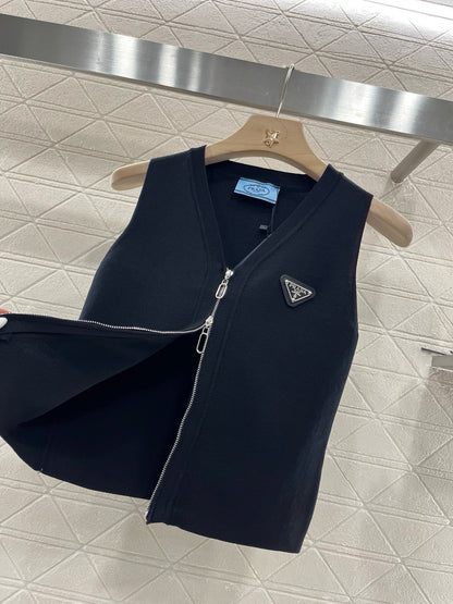 2025SS New Arrival Zipper Knit Vest